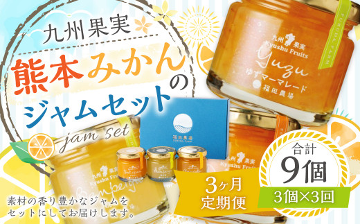 【3ヶ月定期便】熊本みかんのジャムセット(120g×3個)×3回 ジャム 果物 フルーツ 3種類 デコポン 甘夏 晩白柚