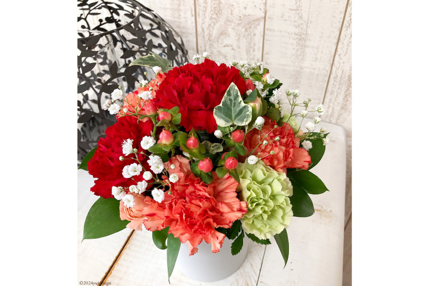 丸くてかわいいお花のアレンジメント [池川”FLOWER”生花店 北海道 砂川市 12260609] 花 花束 アレンジメント カーネーション 母の日 誕生日 プレゼント ギフト