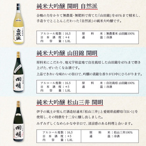 開明 大吟醸自然派・山田錦・松山三井・吟醸・ゆび徳利セット UMS0008