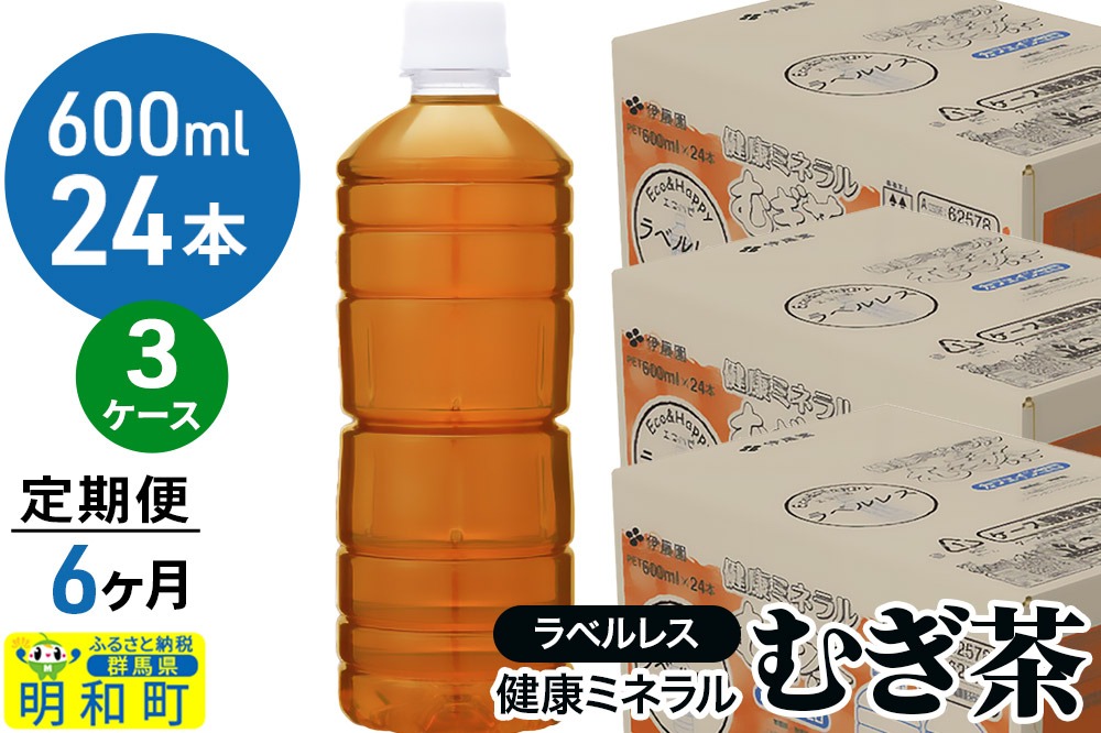 《定期便6ヶ月》伊藤園 健康ミネラル むぎ茶 ラベルレス ＜600ml×24本＞【3ケース】|10_itn-377206