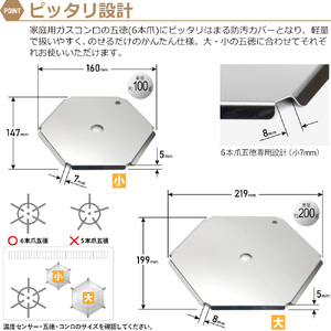 1064 ZEOOR ガスコンロ 五徳 ゴトク カバー 大 小 2点セット 安全装置付コンロ 対応 GS11[sanitize]01