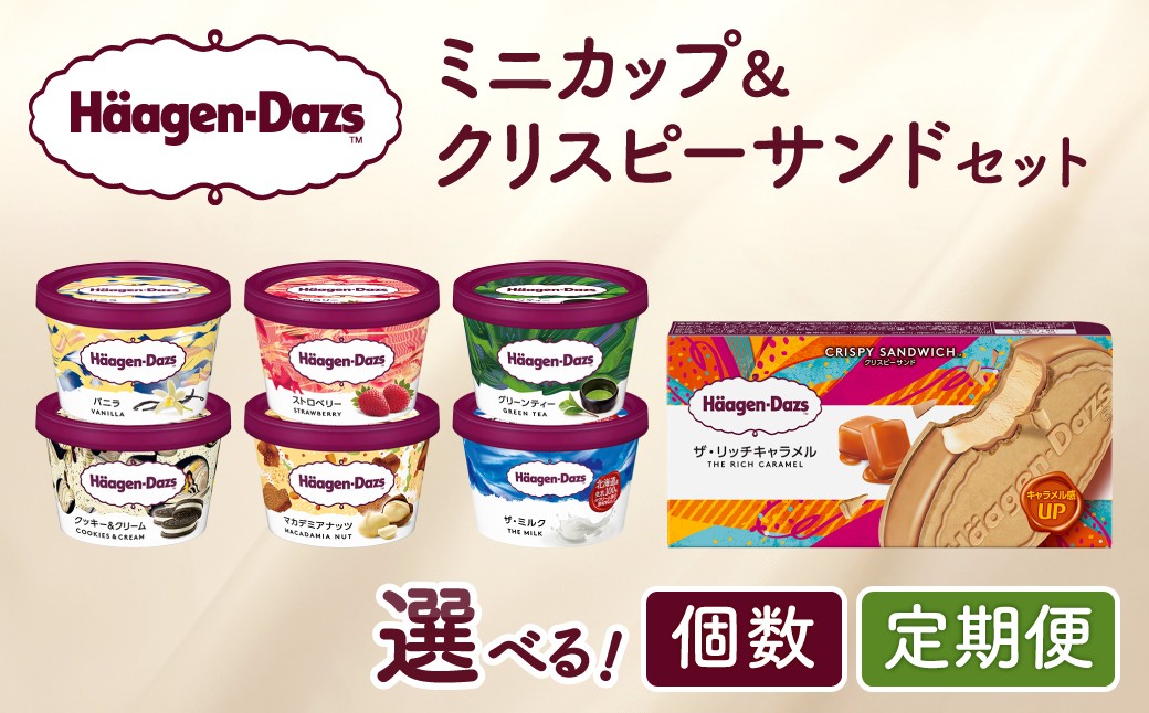 
                  【個数と定期便が選べる!!】ハーゲンダッツ『ミニカップ＆クリスピーサンド ザ・リッチキャラメル』アイスクリーム アイス スイーツ デザート 冷凍 ご褒美 ギフト プレゼント ふるさと納税 北海道 浜中町_H0016-121-SKU
                