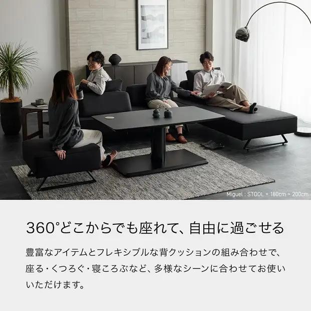ミゲル ソファ 160cm 2人掛け チャコールブラック【モーブル】【大川家具】