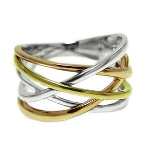 PT900/K18イエローゴールド/K18ピンクゴールド 3カラー地金幅広リング【34199-4】