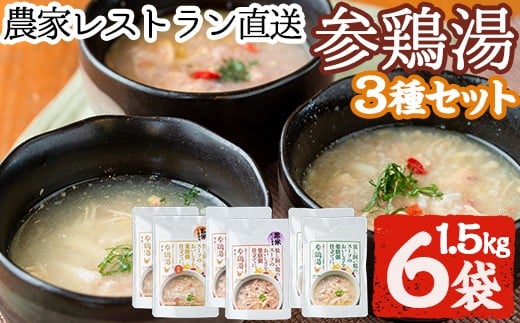 No.167 美山たまご王国サムゲタン3種6袋詰め合わせセット(250g×6、計1.5kg) 国産 参鶏湯 赤鶏 レトルト プーレン 玄米 黒米 ご飯 詰め合わせ【美山たまご王国】