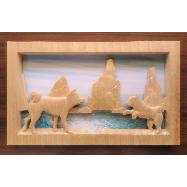 
壁掛け　～再会2（橋杭岩と紀州犬）～
