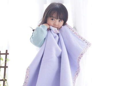 名入れ可 綿100% ベビー毛布(ラベンダー／花) 85×115cm 毛布の町(泉大津市産) [3354]