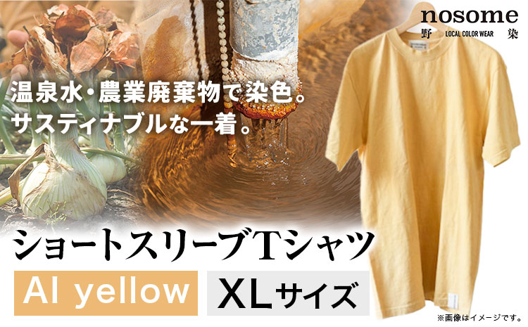 野の色を着る。温泉水・農業廃棄物で染色したショートスリーブＴシャツ AI yellow【サイズ：XL】 合同会社nosome《90日以内に出荷予定(土日祝除く)》 送料無料 服 ファッション インナー ギフト レディース メンズ 北海道 本別町 染め 染色 草木染め