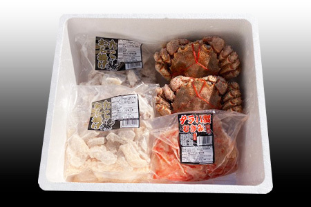 [12月21日決済分まで年内配送]毛かに400g前後～550g前後×2尾・タラバガニむき身300g×1P・たこから揚げ250g×4Pセット D-36055