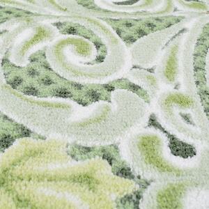 日本製 廊下カーペット 80cm×340cm 【モダンオーナメント】 滑り止め グリーン【1671948】