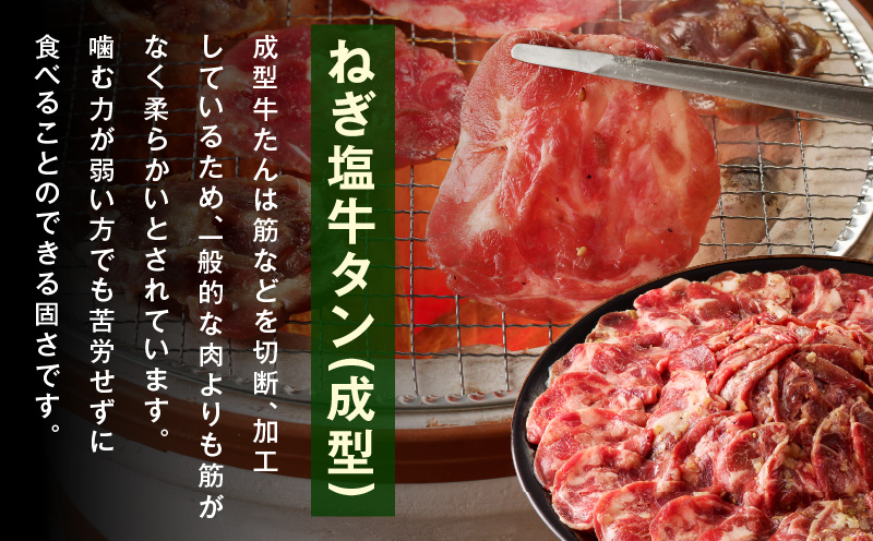 ねぎ塩 牛タン 食べ比べセット 合計 1kg（牛タン 500g／成型牛たん 500g）【焼肉用 焼くだけ 小分け BBQ やきにく】 010B1769