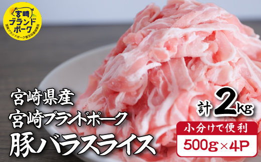 【毎月数量限定受付】国産 豚 みやざきブランドポーク バラスライス　2キロ（国産 豚肉 豚バラ肉 生姜焼き 焼肉 スライス 限定 小分け 宮崎 冷凍）