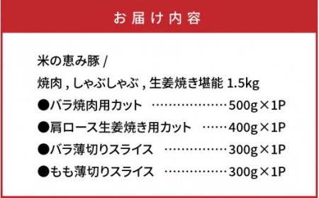 1176R_米の恵み豚/焼肉,しゃぶしゃぶ,生姜焼き堪能1.5kg 