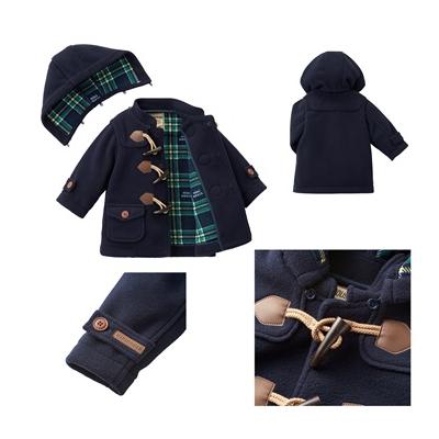 ふるさと納税 八尾市 (紺/90cm) ミキハウス フリースダッフルコート(H197)