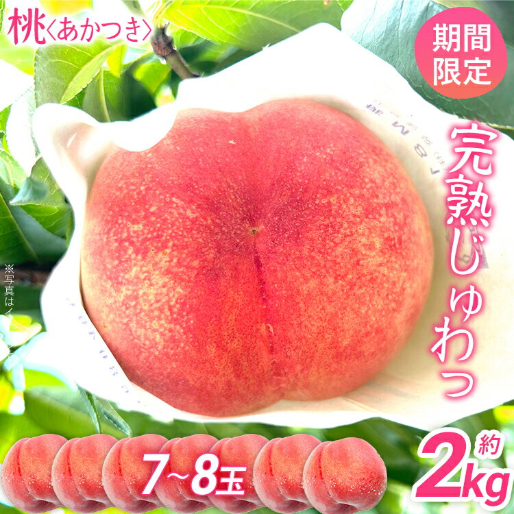 【ふるさと納税】先行予約 数量限定 桃 あかつき 約2kg（7～8玉） 農家直送 樹上完熟 完熟 果汁 もも モモ 果物 フルーツ 甘い ジューシー 福岡県 福岡 九州 グルメ お取り寄せ 【7月上旬頃より順次出荷予定】