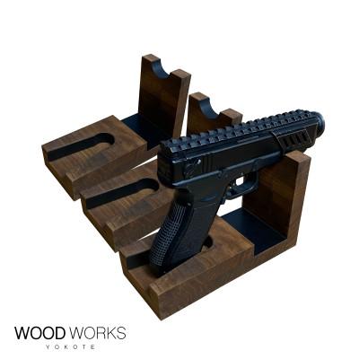 ふるさと納税 横手市 WOOD WORKS 日本製 ガンスタンド 1丁掛 3個セット【本体カラー:ブラウン】