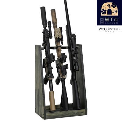 ふるさと納税 横手市 WOOD WORKS ガンラック ライフルスタンド 3丁掛【本体:ミリタリーグリーン】