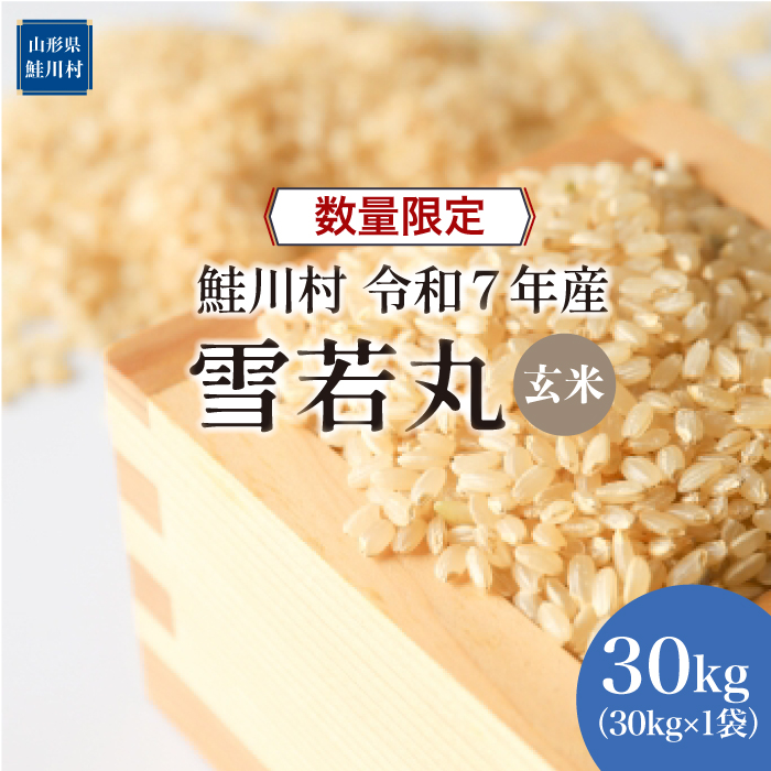 ◇数量限定◇ ＜令和7年産＞ 雪若丸 【玄米】 30kg （30kg×1袋）鮭川村  《配送時期指定可》