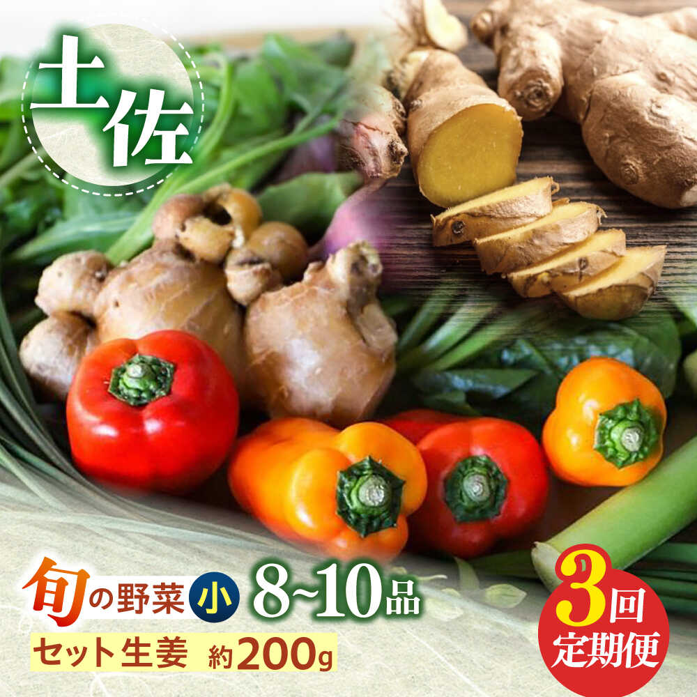 【ふるさと納税】【3回定期便】 土佐の太陽をいっぱいに浴びた旬の野菜 生姜約200gのセット「小」 【土佐野菜】[ATBA011] 詰め合わせ 新鮮 産地直送 おまかせ 季節の野菜 定期便 セット 野菜定期便 野菜 定期 やさい ヤサイ 送料無料