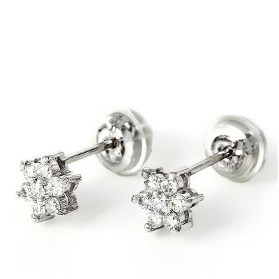 ふるさと納税 富士川町 プラチナ　ダイヤ0.2CT　フラワーピアス　E280DI-P |  | 01