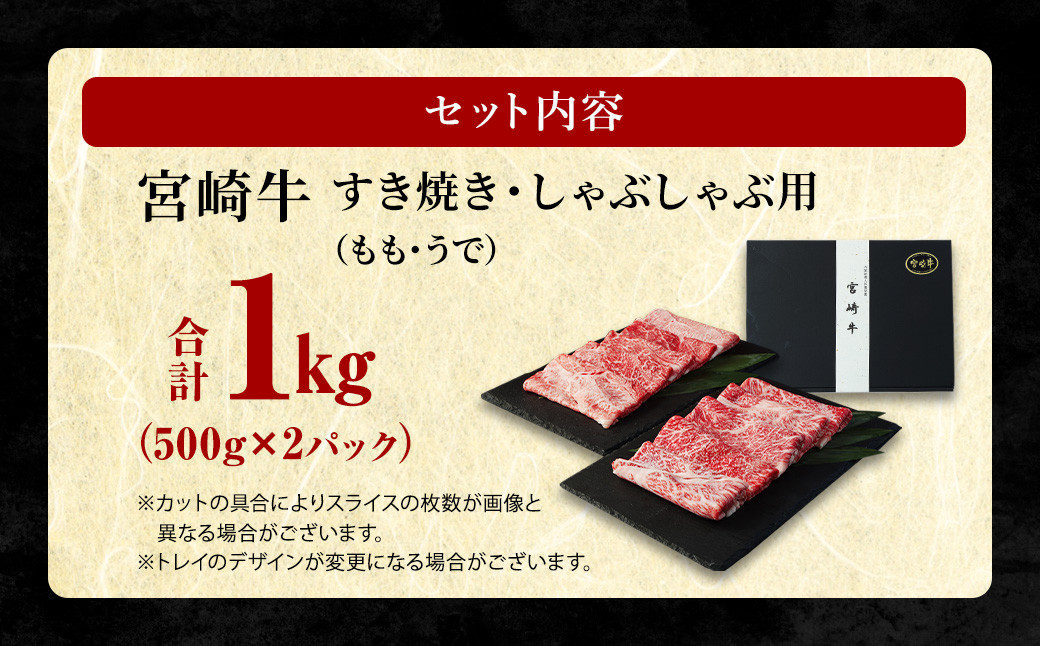 ＜宮崎牛 もも・うで すき焼き・しゃぶしゃぶ用 1kg＞