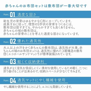 プチサイズ　敷布団　エコホールサンドマット _ ベビー 赤ちゃんの城 独自開発 適度な固さ 三層構造 通気性 パーム繊維 日本製 ベビー用品 赤ちゃん 新生児 マット お昼寝 出産祝い 贈り物 福岡県