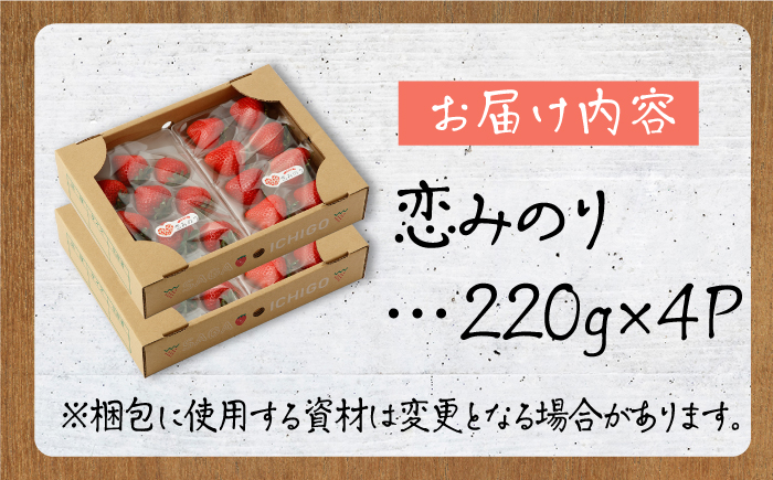 【2026年1月以降発送】いちごに想いをのせて「恋みのり」220g×4パック イチゴ [IBH010]