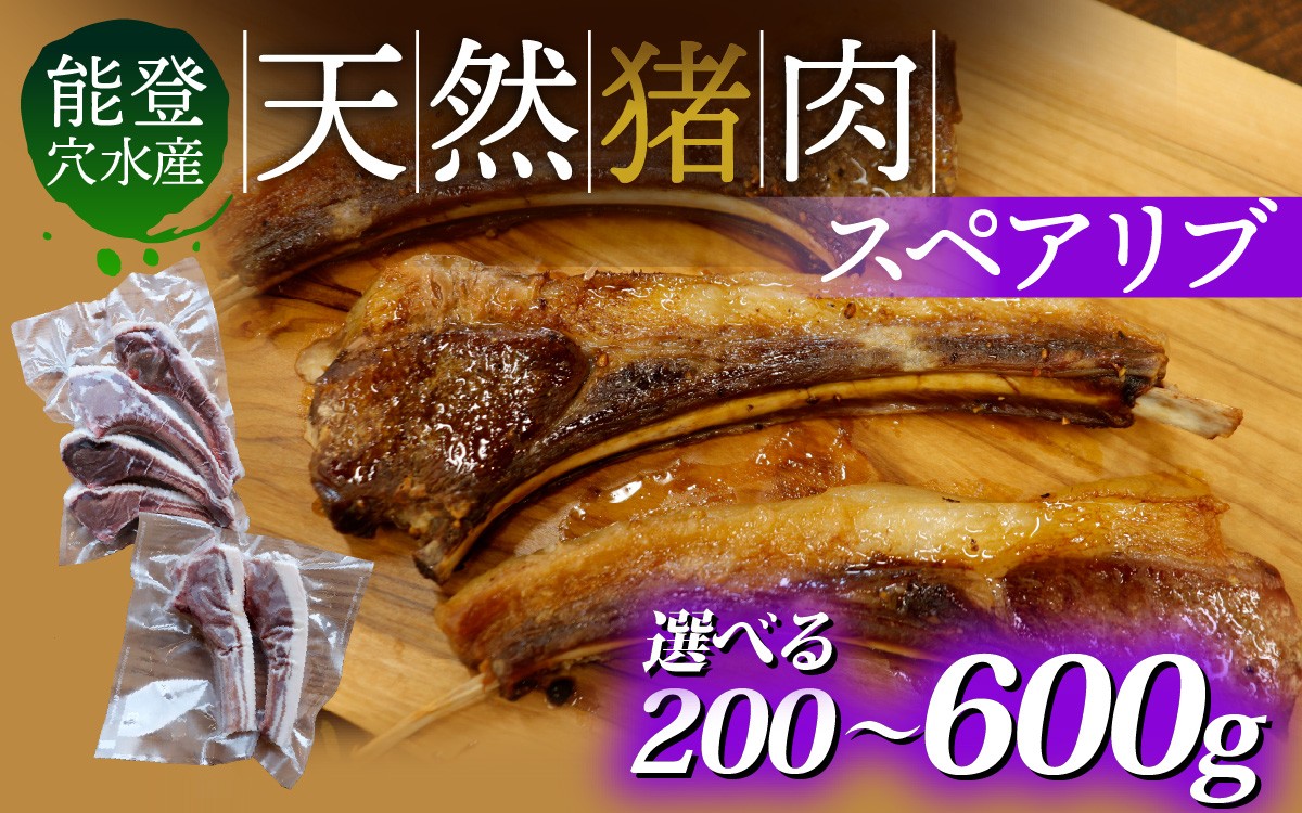 
                  【容量が選べる】奥能登穴水町産 天然 猪肉 スペアリブ 200g～600g（約2本～6本） / いのしし イノシシ 狩猟 天然 自然 国産 能登半島 奥能登 のと 里山 肉 お肉
                