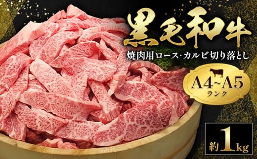 黒毛和牛 焼肉 ロース カルビ 切り落とし 1kg A4 ～ A5 ランク 《30日以内に出荷予定(土日祝除く)》ランプ ミスジ イチボ 特上 ミシュラン 国産 肉 牛肉 黒牛 天草 苓北 熊本 産地