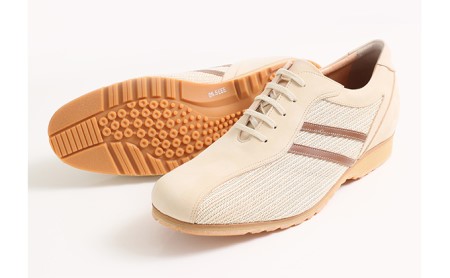 メッシュスニーカー 本革 レザー カジュアルシューズ 5cmアップ シークレットスニーカー No.994 ベージュ ファッション 靴 日本製 ビジネスシューズ  BN003 25.5cm