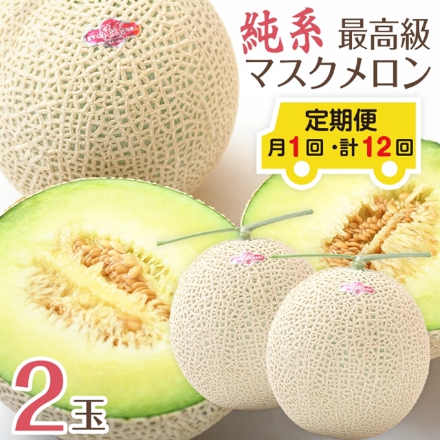 E-1726z 【定期便12ヶ月】純系マスクメロン２玉【最高級】：2026年発送分
