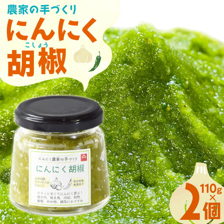 【ふるさと納税】 こしょう にんにく農家の手づくり にんにく胡椒 110g 2個 セット [山之一 熊本県 五木村 51120278] にんにく 胡椒 青唐辛子 ペースト 小分け