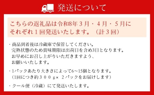 【 いちご3月から計3回定期便 】 ◆古都華　約３００g×２パック×3回 ◆ 【今朝摘みの丸笑いちご園】 ／ フルーツ いちご 苺 イチゴ 果物 くだもの 新鮮 完熟 朝採り 高級 希少品種 甘い 奈