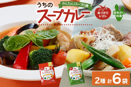 スープカレーの素 うちのスープカレー 2種セットB 計6袋 トマト味 昆布だし和風味 小分け スープカレー スパイス スープ カレー お取り寄せ 簡単 ギフト ピーアンドピー 送料無料 北海道 札幌市