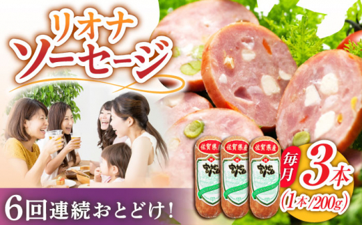 【6回定期便】リオナソーセージ 200g×3本 /宮地ハム [UBM031]