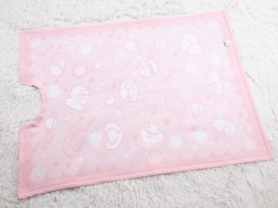 クリ衿 ベビー綿毛布(毛羽部分) 宇宙柄 ピンク 85×115cm 毛布の町泉大津市産 [3347]