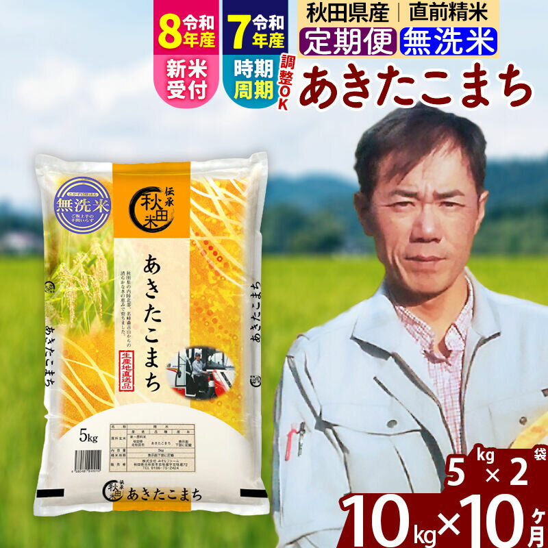 【ふるさと納税】※令和7年産／R8産新米予約※ 《定期便10ヶ月》秋田県産 あきたこまち 10kg【無洗米】(5kg小分け袋) 2025年産 2026年産 令和8年産 お届け時期選べる お届け周期調整可能 隔月に調整OK お米 みそらファーム