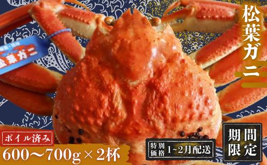 【期間限定配送！1～2月末の発送希望の方へ！】松葉ガニ600g～700g×2杯〈ボイル〉マツバガニ 冬の旬。贅沢の極みをご家庭で 松葉カニ マツバカニカニ 蟹 新鮮 旬 プレゼント 贈与 お祝い事 贈り物 祝辞 隠岐 西ノ島町