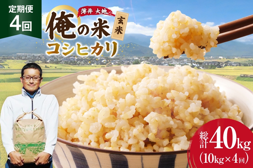 
                  【俺の米】 米 定期便 4回 令和8年 コシヒカリ 玄米 10kg 計 40kg [薄井 大地 長野県 池田町 48110948] お米 おこめ こめ コメ ご飯 ごはん 定期 4ヶ月  おにぎり こしひかり 美味しい もっちり 甘い 農家 直送 10キロ 40キロ 令和8年産 先行予約 新米 ふるさと納税
                