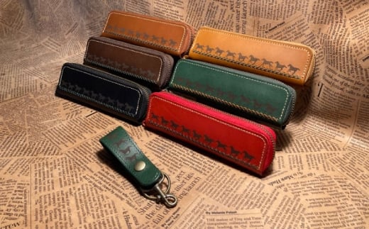 馬九いくキーリング(グリーン)＆馬九いくラウンドファスナーペンケース(ブラック)　栗東市 / 株式会社ブルズエフ [BIAU107]