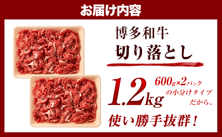 博多和牛切り落とし 1.2kg (600ｇ×2パック)《30日以内に出荷予定(土日祝除く)》 博多和牛 株式会社MEAT PLUS 牛肉 牛肩 バラ A4ランク 以上使用 厳選---kari---