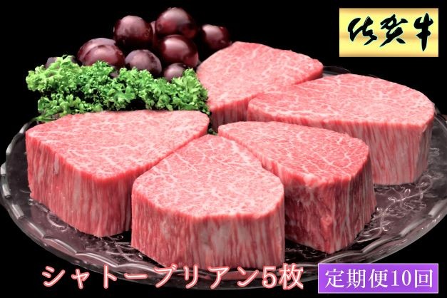 
            佐賀牛ヒレシャトーブリアン200ｇ×5枚　10ヵ月連続定期便 192-J1516
          