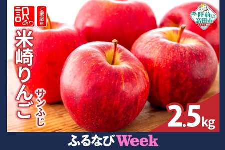 【ふるなびWEEK対象】 先行予約 訳あり 米崎りんご 品種：サンふじ 2.5kg 陸前高田市産 JA共選 【 ご家庭用 数量限定 リンゴ 林檎 りんご アップル 岩手 陸前高田 産地直送 新鮮 】12月上旬から発送予定 RT2935 FN-Limited