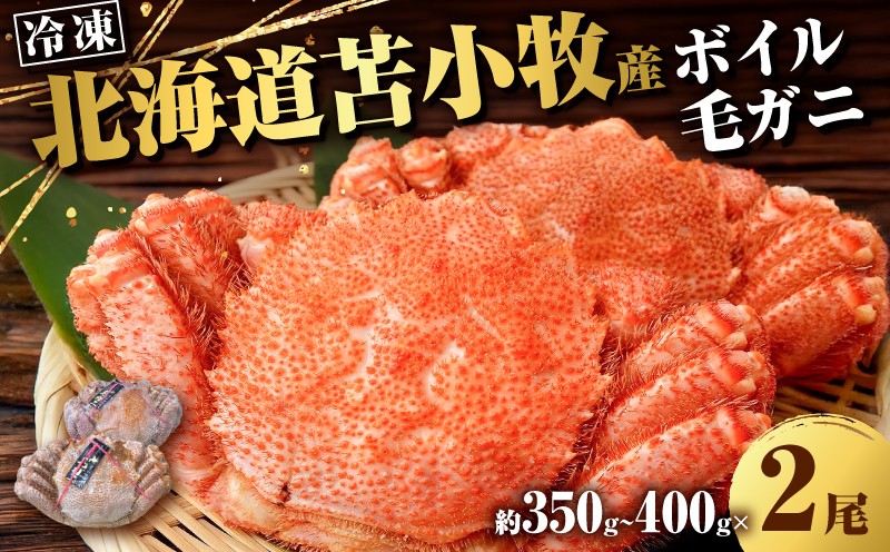 北海道苫小牧産冷凍ボイル毛ガニ（350g〜400g 2尾入）　T020-008【株式会社マルマサ　恵千フーズ】