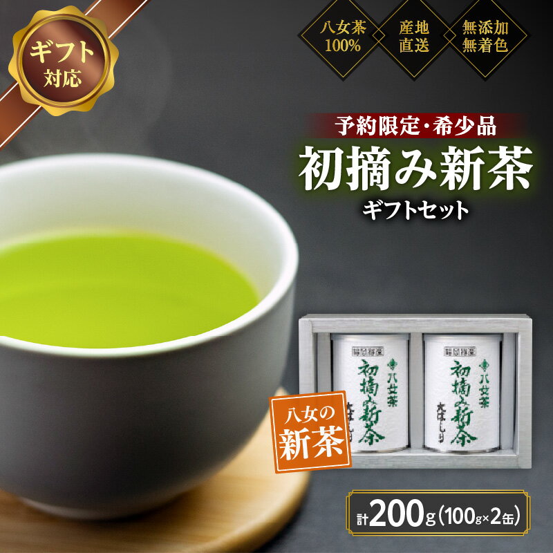 【ふるさと納税】【予約限定茶】希少品「2026年産 初摘み新茶」100g缶詰 2缶化粧箱入 ギフト対応 ＜岩崎園製茶＞｜2026年5月初旬頃発送