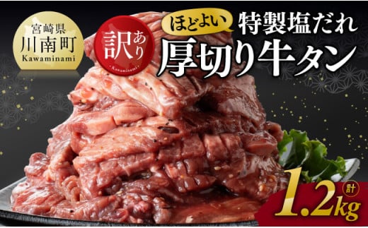 ※令和7年6月発送※【訳あり】特製塩だれ！ほどよい厚切り牛タン1.2kg【 訳あり わけあり ワケアリ 肉 牛肉 牛たん ぎゅうたん 塩ダレ たん タン 厚切り 味付き 焼くだけ おかず 簡単調理 BBQ 焼肉 焼き肉 】