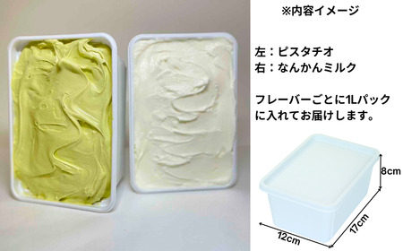 ジェラートマエストロが作るファミリーセット 1L×2 合計2L[なんかんミルク・笹団子] ジェラート アイス 大容量 ファミリーパック 添加物不使用  [Gelateria coco]【017S087