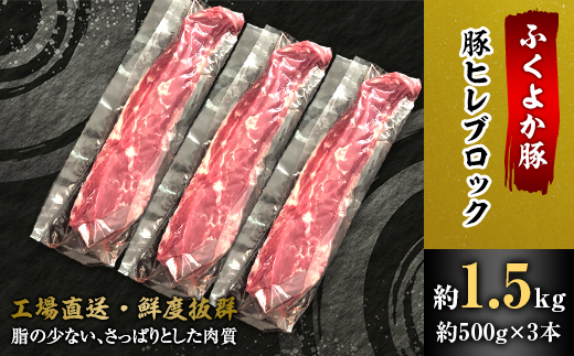 工場直送・鮮度抜群・ダイナミック　【ふくよか豚】豚ヒレブロック　約1.5kg【配送不可地域：離島】