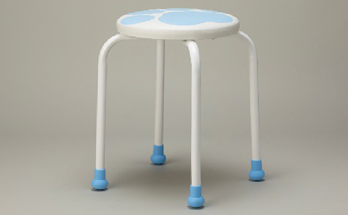 かわいい肉球柄のスツール（イス）　ブルー