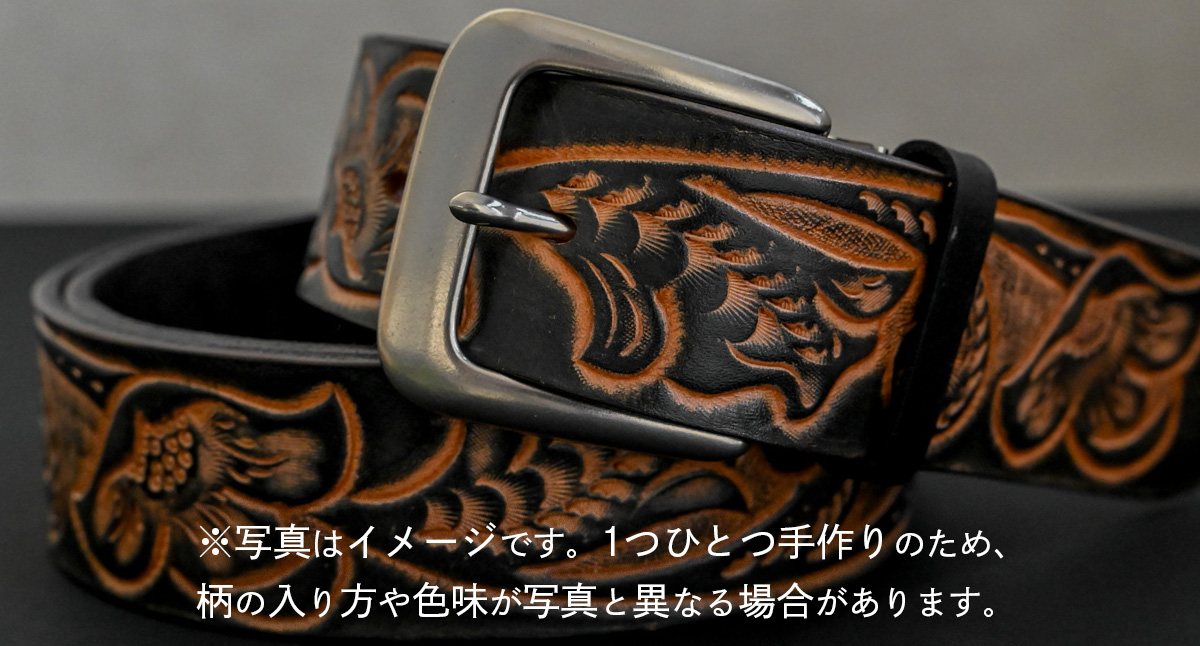 【 数量限定 】 牛革ベルト （黒かすれ染め） 【太さ40mm、厚さ3.7mm、長さ130cm】 牛革 牛 革 皮 ベルト 手作り ハンドメイド [BE042ya-L] 黒色かすれ染め(40mm) L